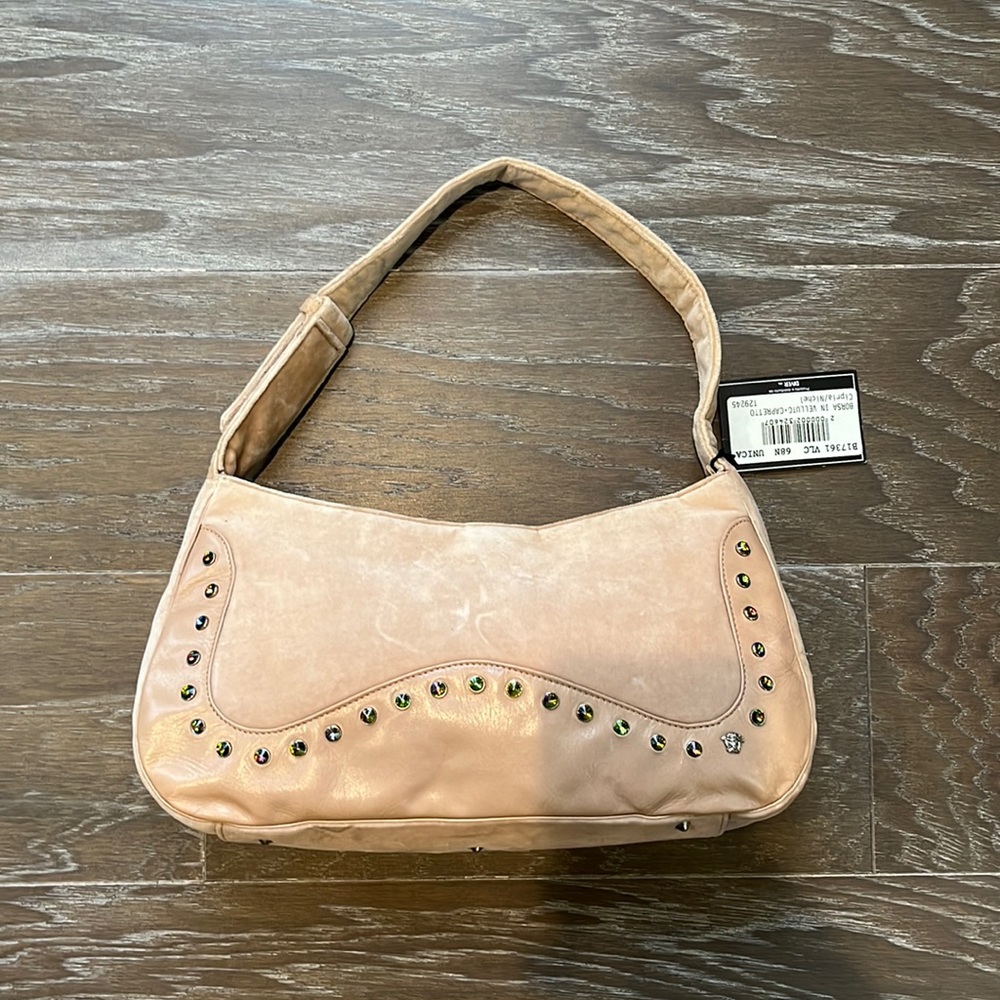 Vintage light pink Versace velvet shoulder bag
